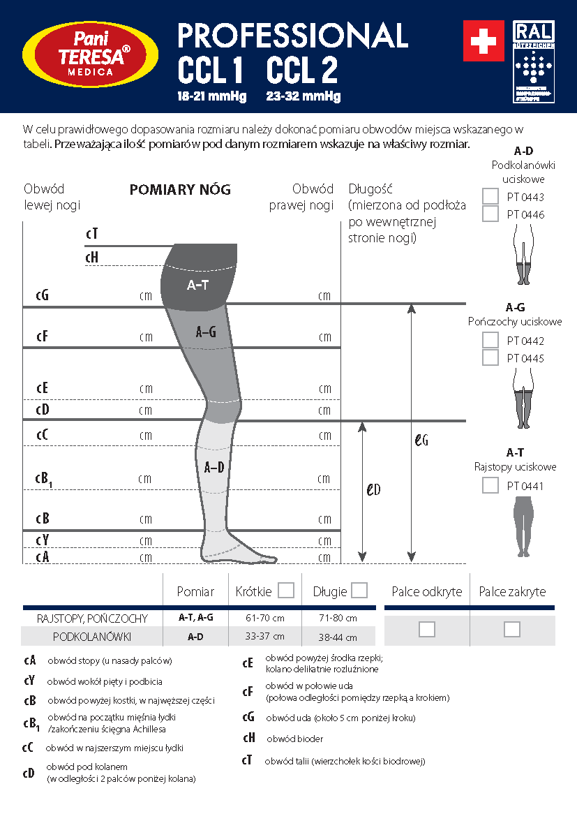 Podkolanówki medyczne uciskowe PROFESSIONAL CCL 2