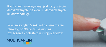 MultiCareIn 3w1 Urządzenie do pomiarów glukoza, cholesterol i trójglicerydy