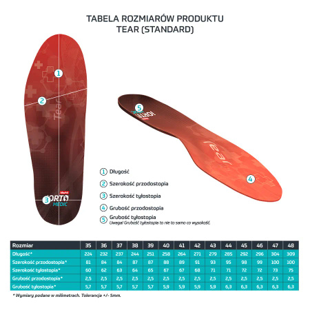 Wkładki ortopedyzne iORTO Medic Tear (SLIM) IO61