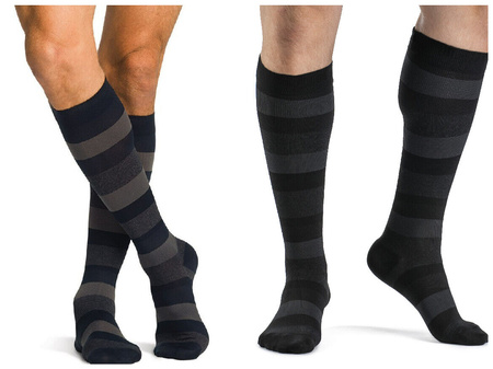 Skarpety podkolanówki uciskowe Sigvaris Microfiber Shades Onyx B - męskie