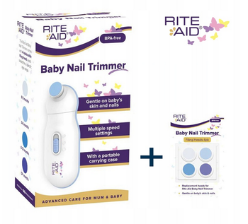 Zestaw: Rite Aid Elektryczny pilnik do paznokci niemowląt + 4 wkłady